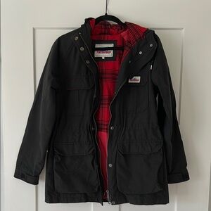Penfield x Madewell Black Jacket with Red Plaid Lining